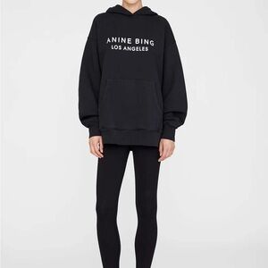 Anine Bing Black oversized  Sweatshirt with White Logo